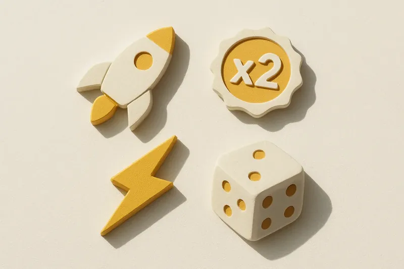 Grid of instant game symbols on cream linen background