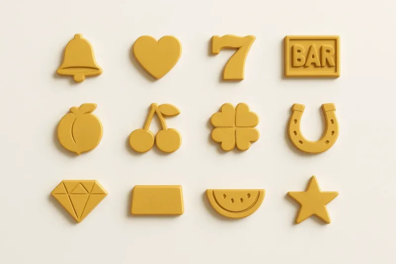 Twelve mini slot symbols arranged in a clean 4x3 grid